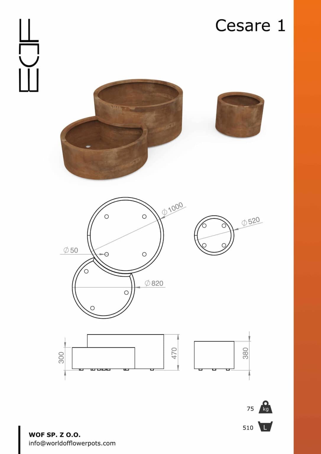 Pflanzkübel aus Cortenstahl Cesare 1 set