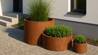 Pflanzkübel aus Cortenstahl Rund -cesare 2-t