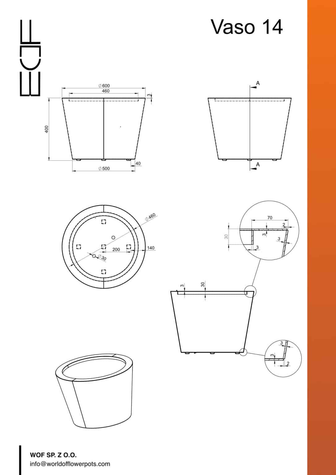 Pflanzkübel aus Cortenstahl-Vaso 14