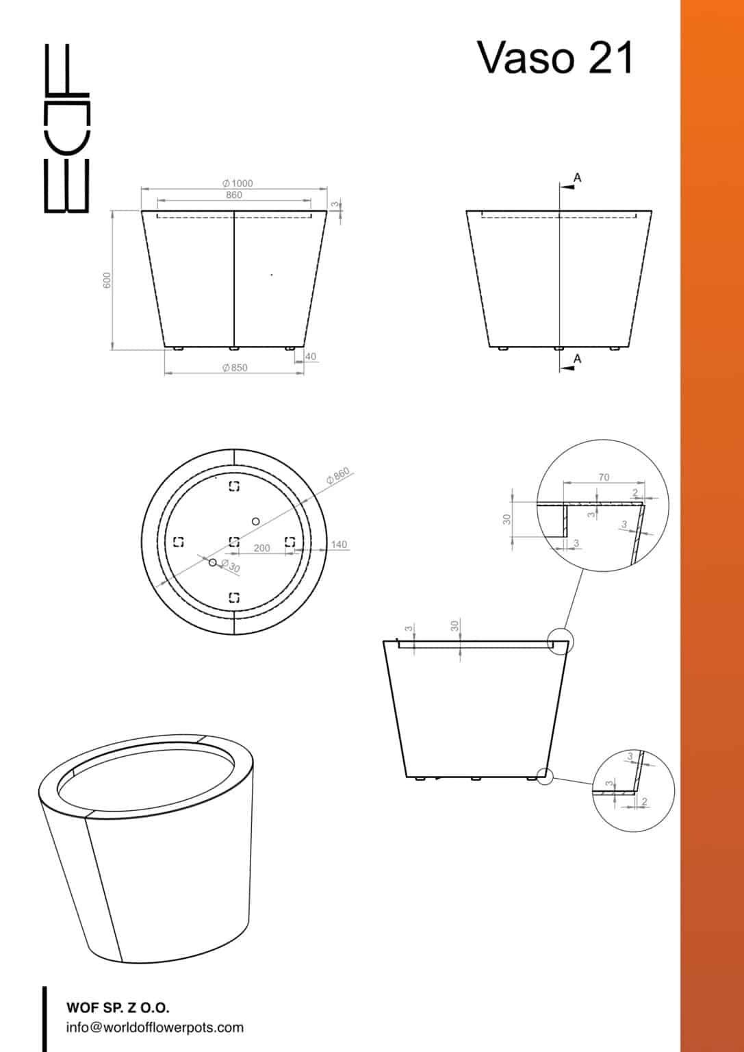 Pflanzkübel aus Cortenstahl-Vaso 21