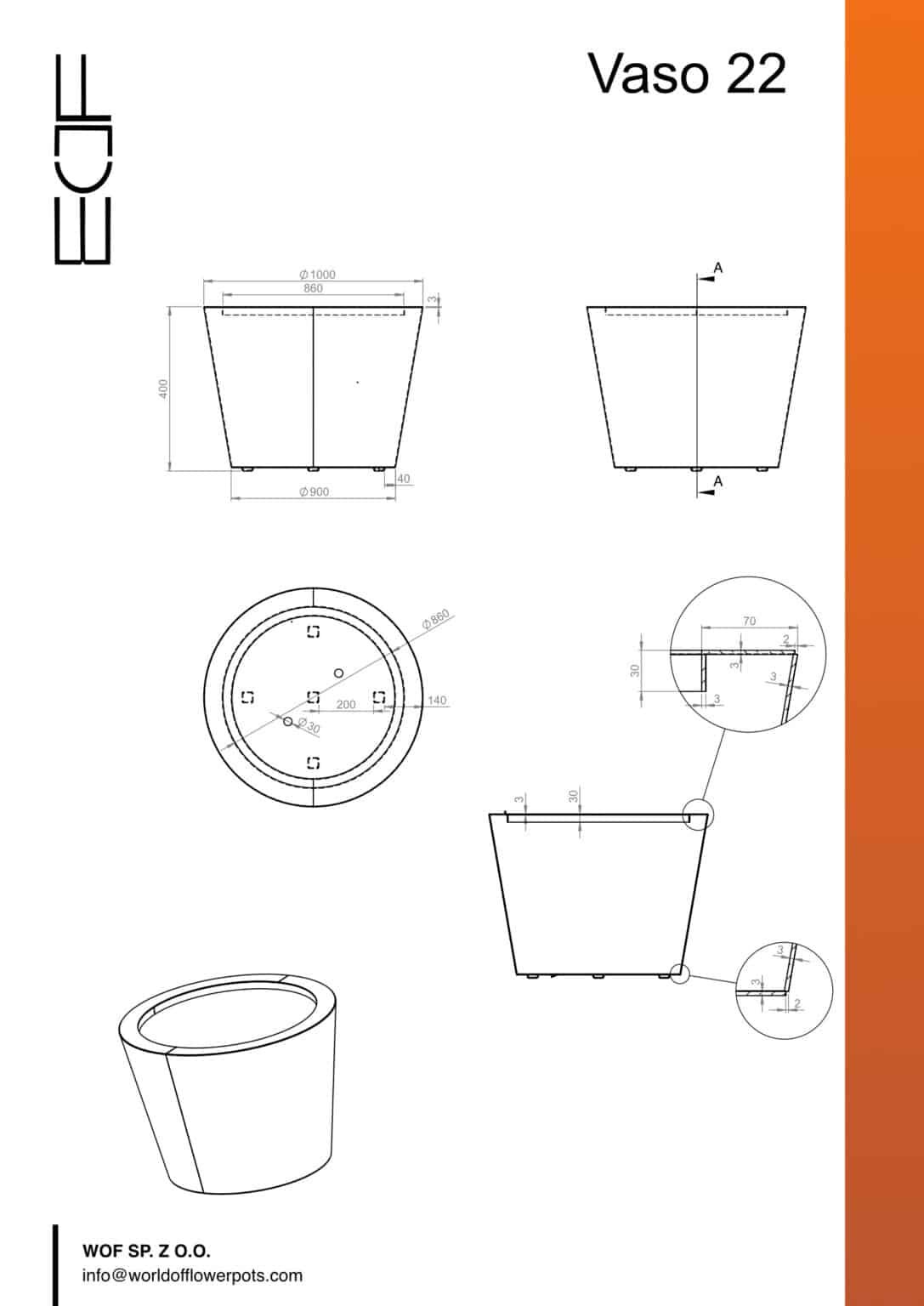 Pflanzkübel aus Cortenstahl-Vaso 22