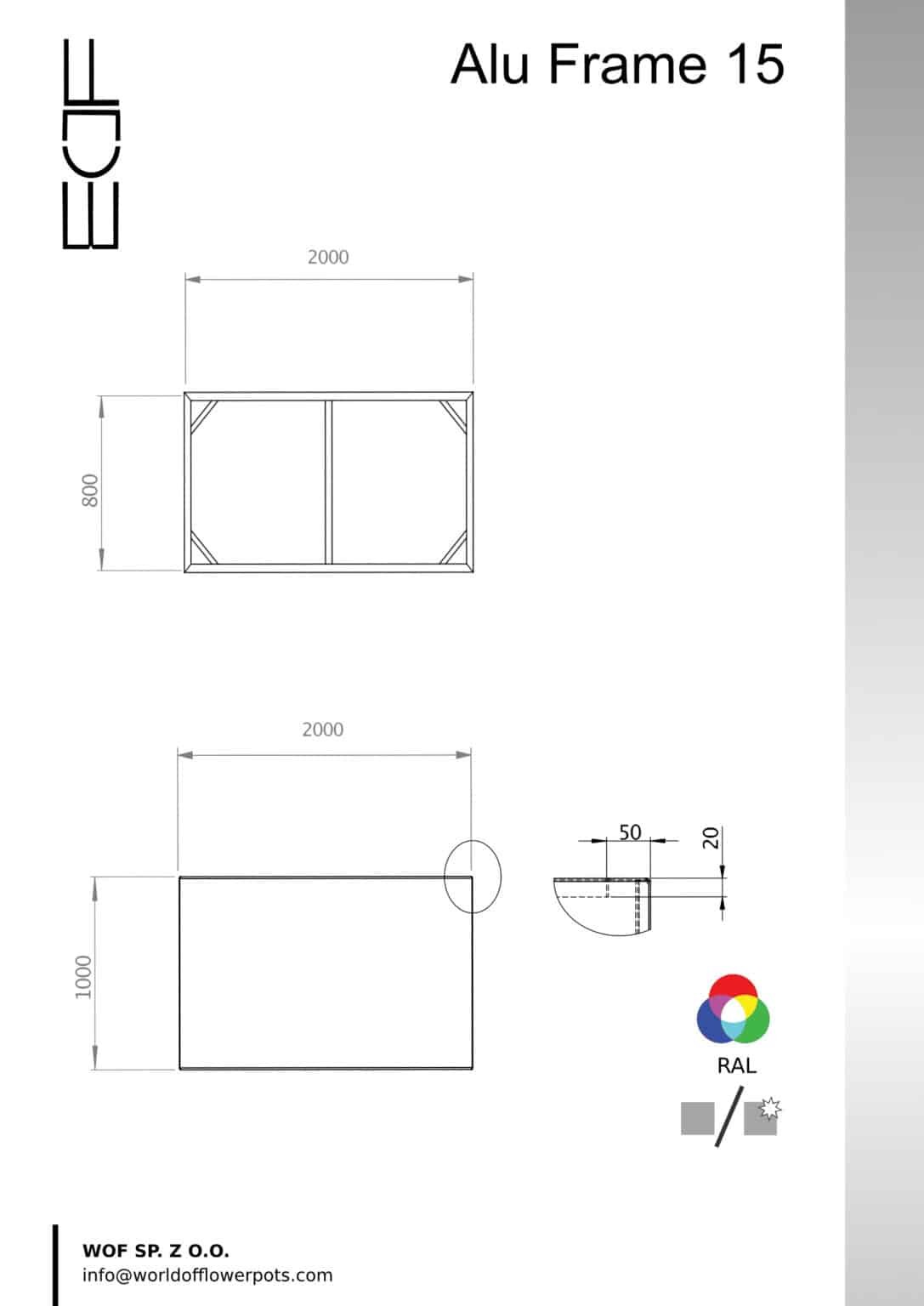 Pflanzkübel ohne Boden aus Aluminium Alu Frame 15