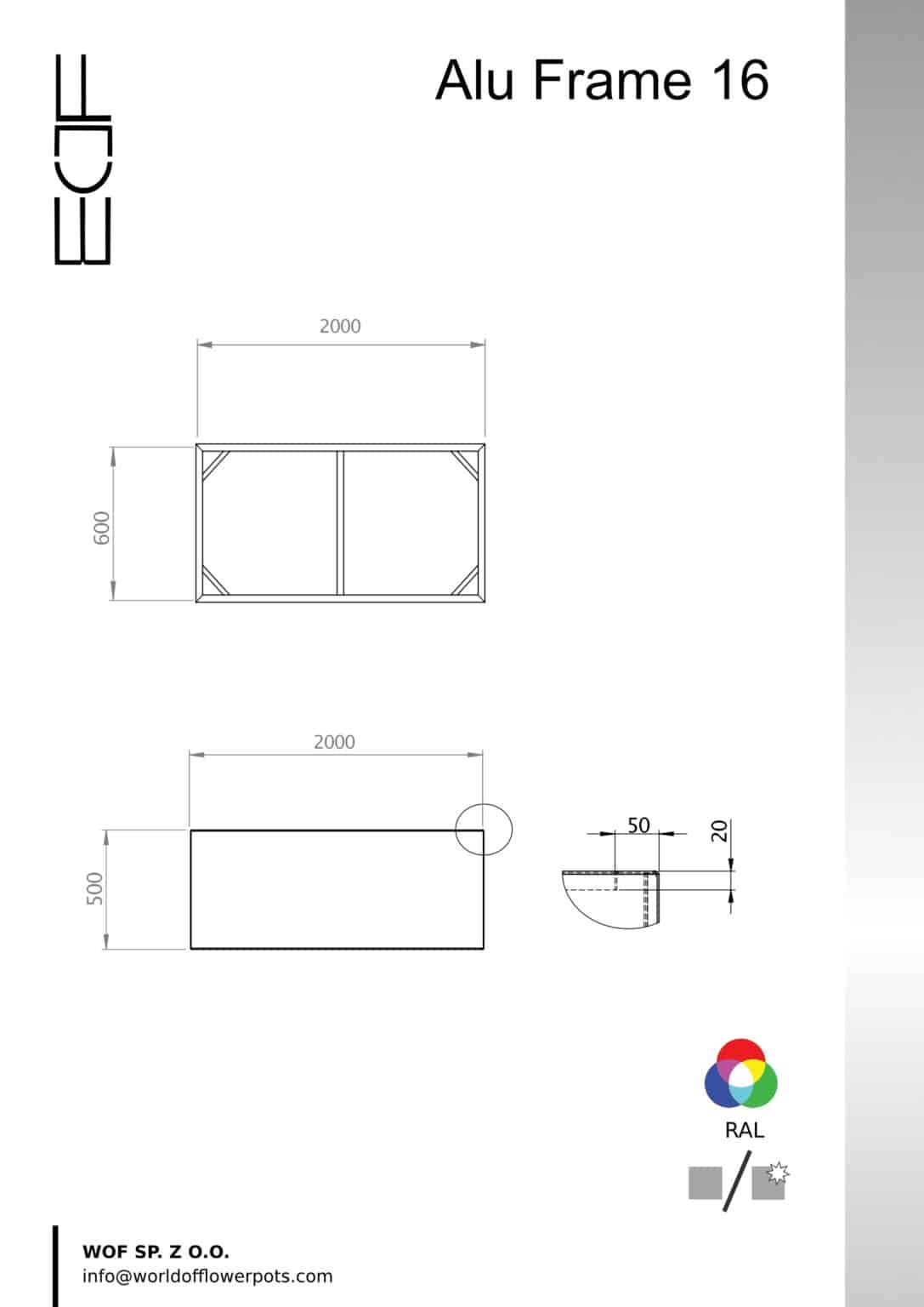 Pflanzkübel ohne Boden aus Aluminium Alu Frame 16