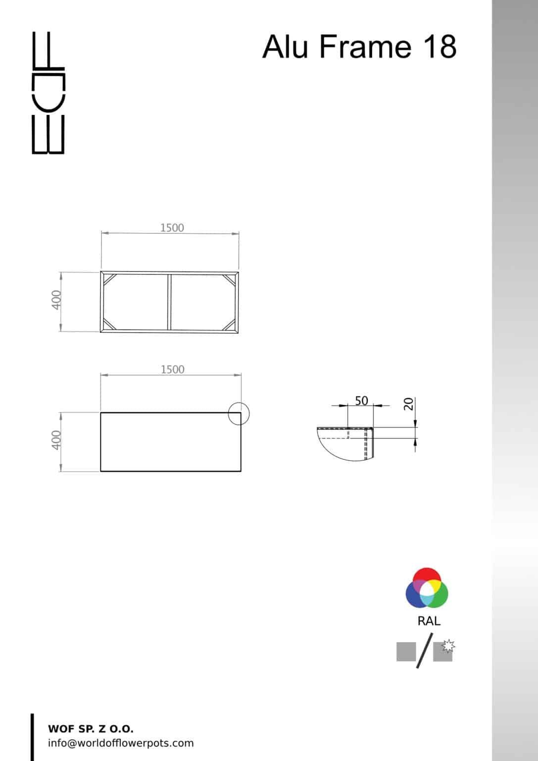 Pflanzkübel ohne Boden aus Aluminium Alu Frame 18