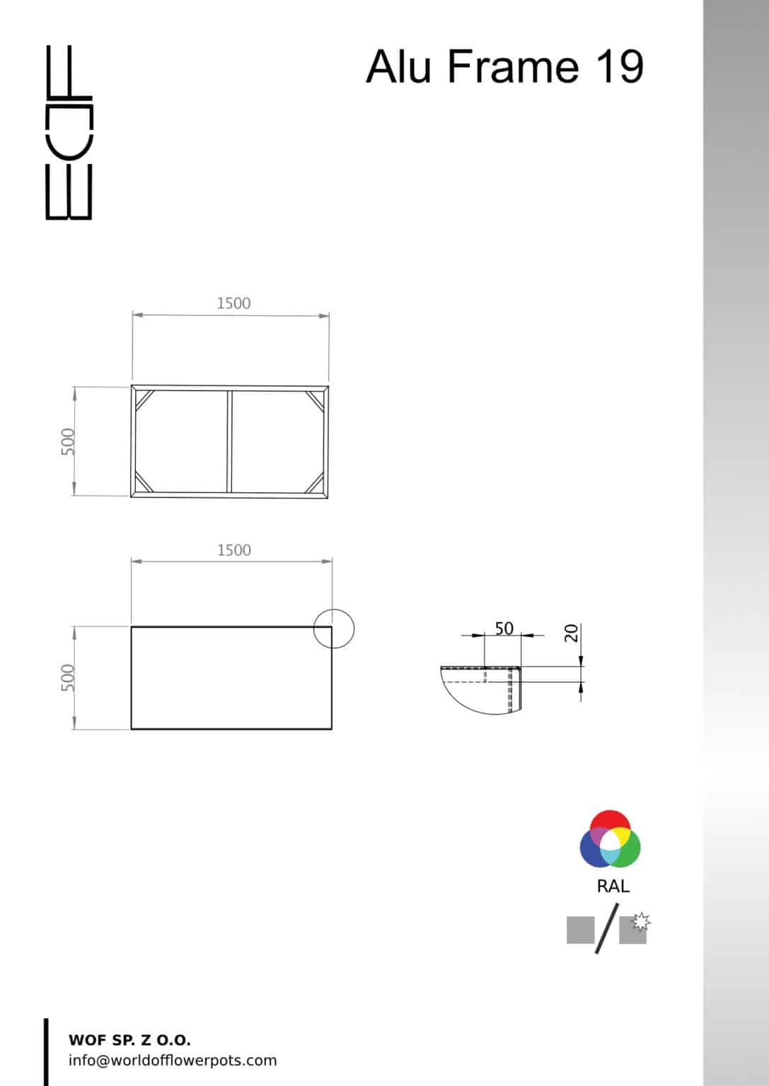 Pflanzkübel ohne Boden aus Aluminium Alu Frame 19
