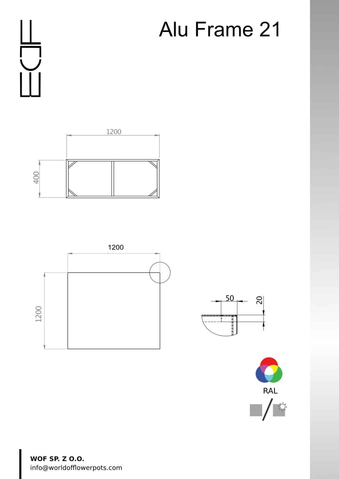 Pflanzkübel ohne Boden aus Aluminium-Alu Frame-21