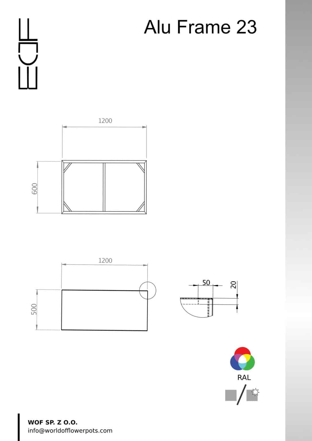 Pflanzkübel ohne Boden aus Aluminium Alu Frame 23