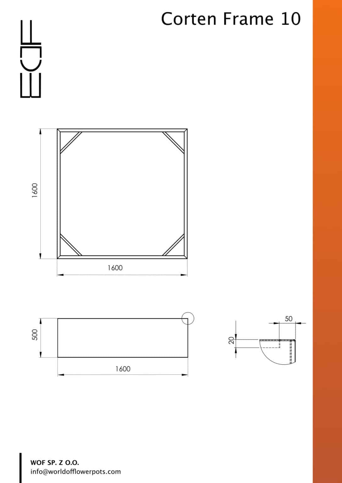 Pflanzkübel ohne Boden aus Cortenstahl Corten Frame 10