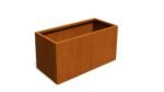 Der Pflanzkübel ohne Boden aus Cortenstahl Rechteckig 100cm x 50cm x H 50 cm Corten Frame 11 ist ein rostfarbener, rechteckiger Pflanzkübel mit geraden, glatten Seiten und einer offenen Oberseite, der leer vor einem weißen Hintergrund gezeigt wird, um seine Tiefe zu zeigen.