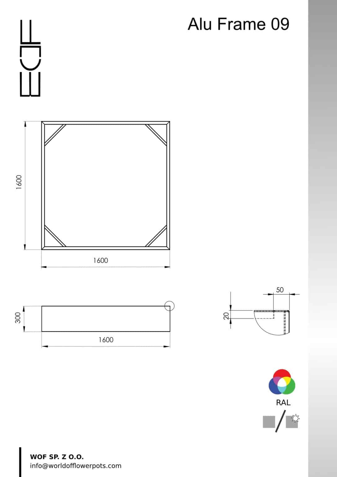 Pflanzkübel ohne boden aus Aluminium Alu Frame 09
