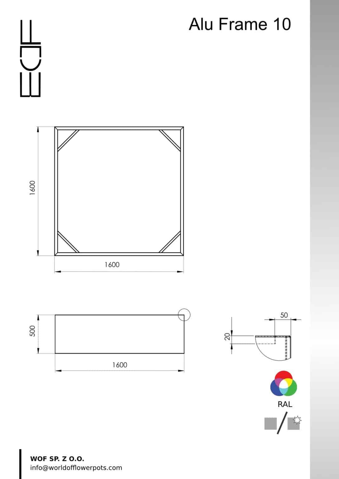 Pflanzkübel ohne boden aus Aluminium Alu Frame 10