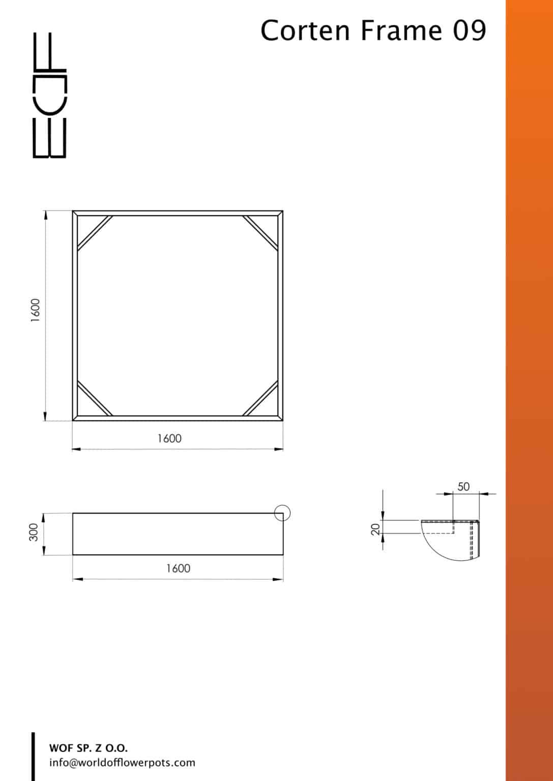 Pflanzkübel ohne boden aus cortenstahl CORTEN FRAME 09