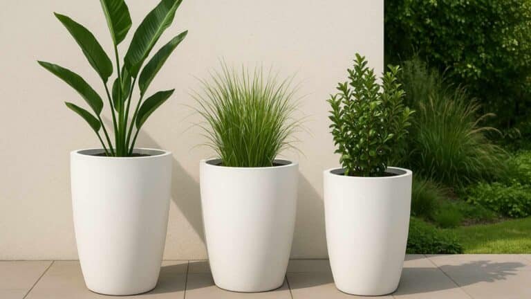 Pflanzkübel in weiss draussen