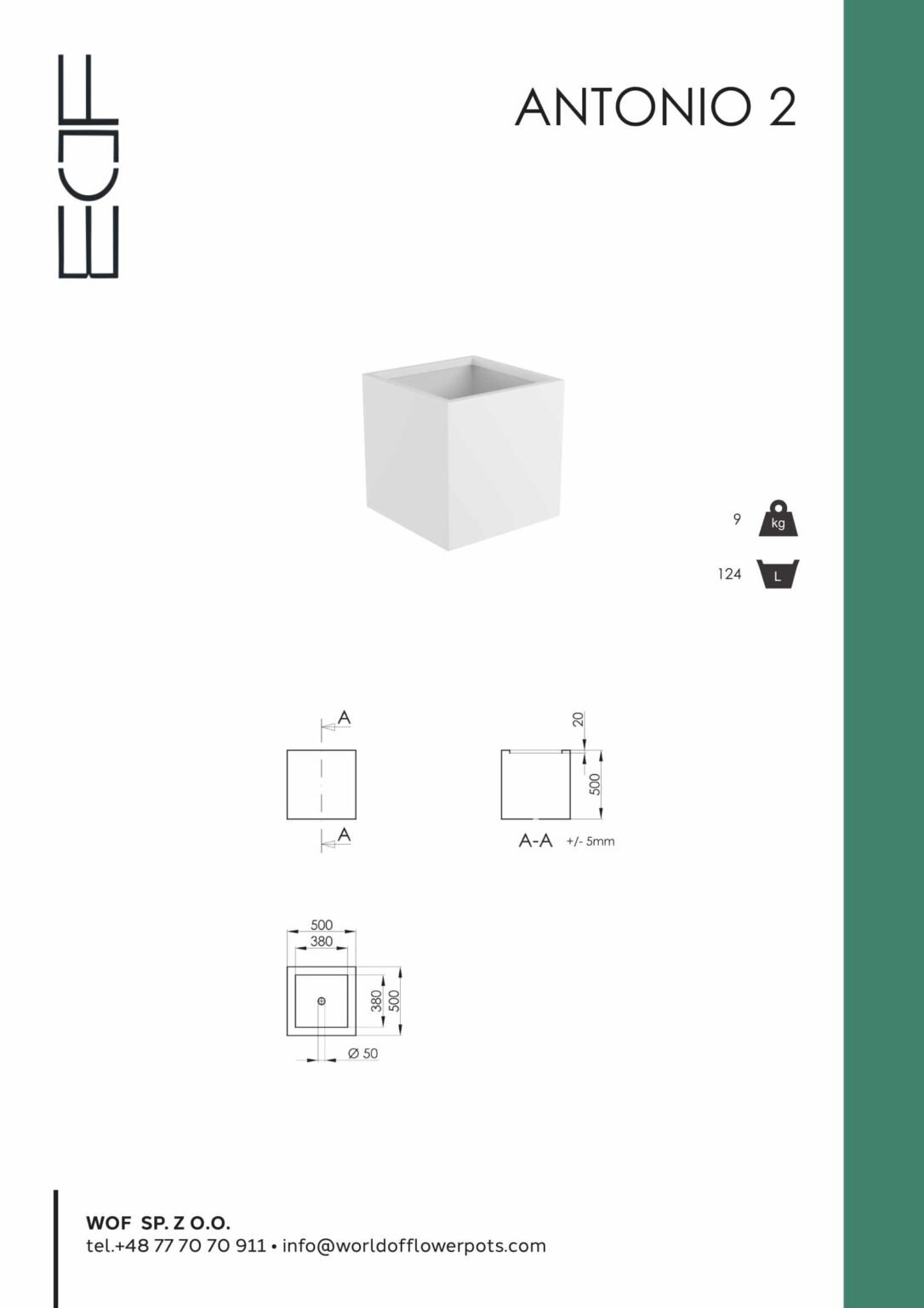 Weiße Pflanzkübel Antonio 2-a-tech-info