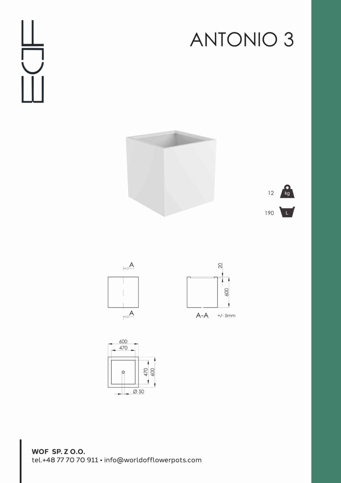 Weiße Pflanzkübel Antonio 3-a-tech-info-
