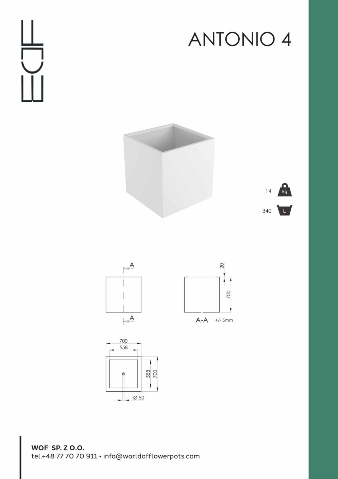 Weiße Pflanzkübel Antonio 4-w-tech-info