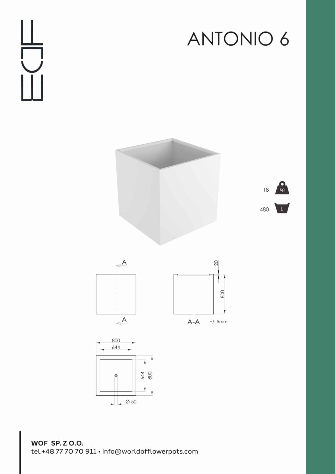Weiße Pflanzkübel Antonio 6-a-tech-info