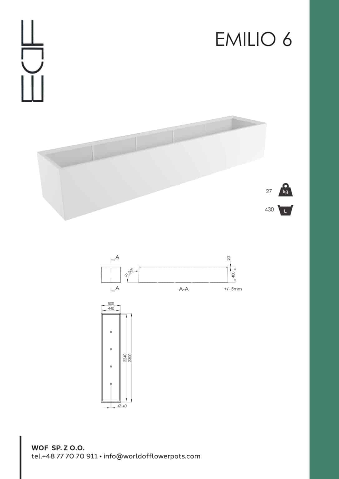 Weiße Pflanzkübel Emilio 6-tech-info