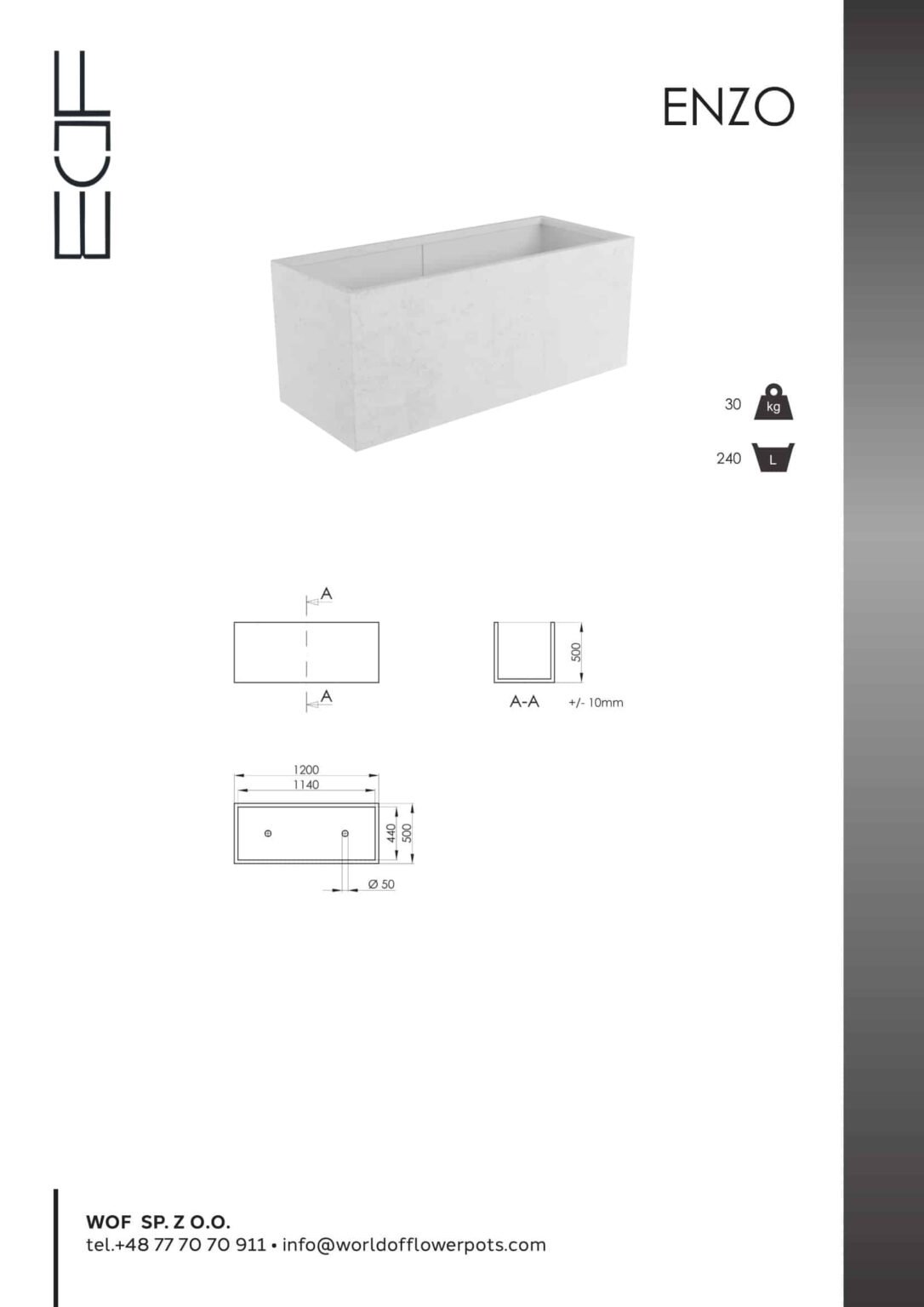 Weiße Pflanzkübel Enzo-tech-info