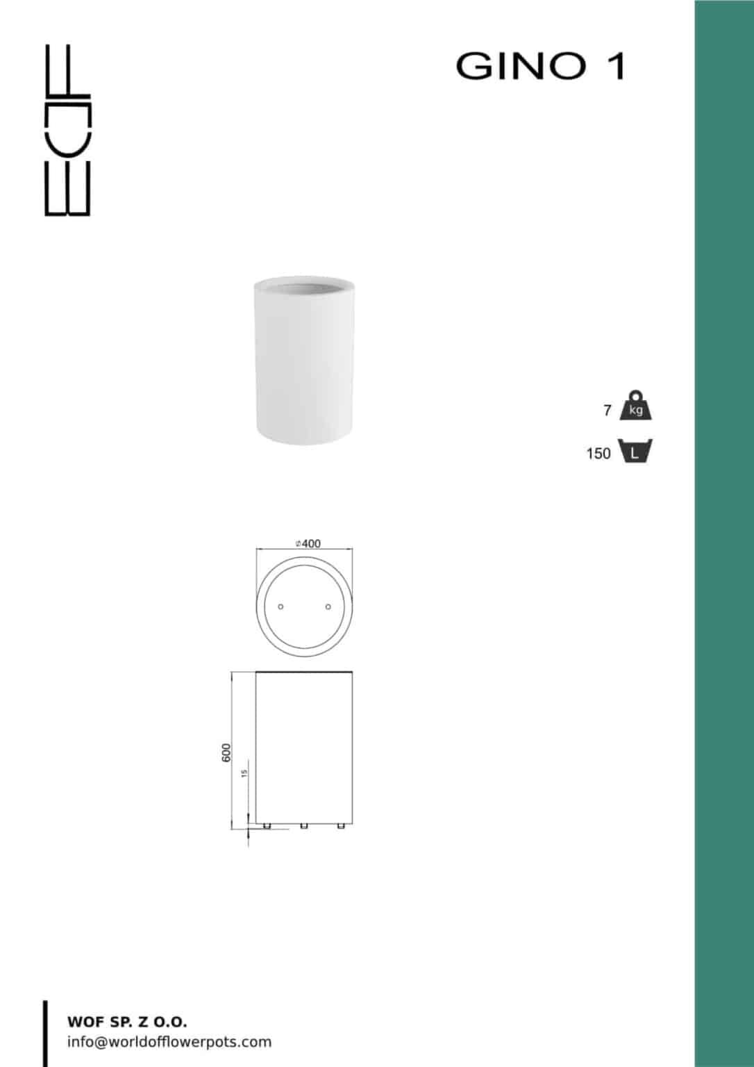 Weiße Pflanzkübel Gino 1-tech-info