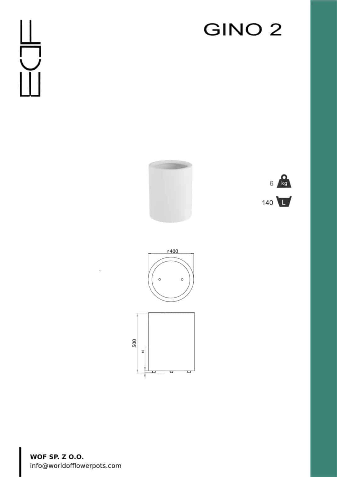 Weiße Pflanzkübel Gino 2-tech-info