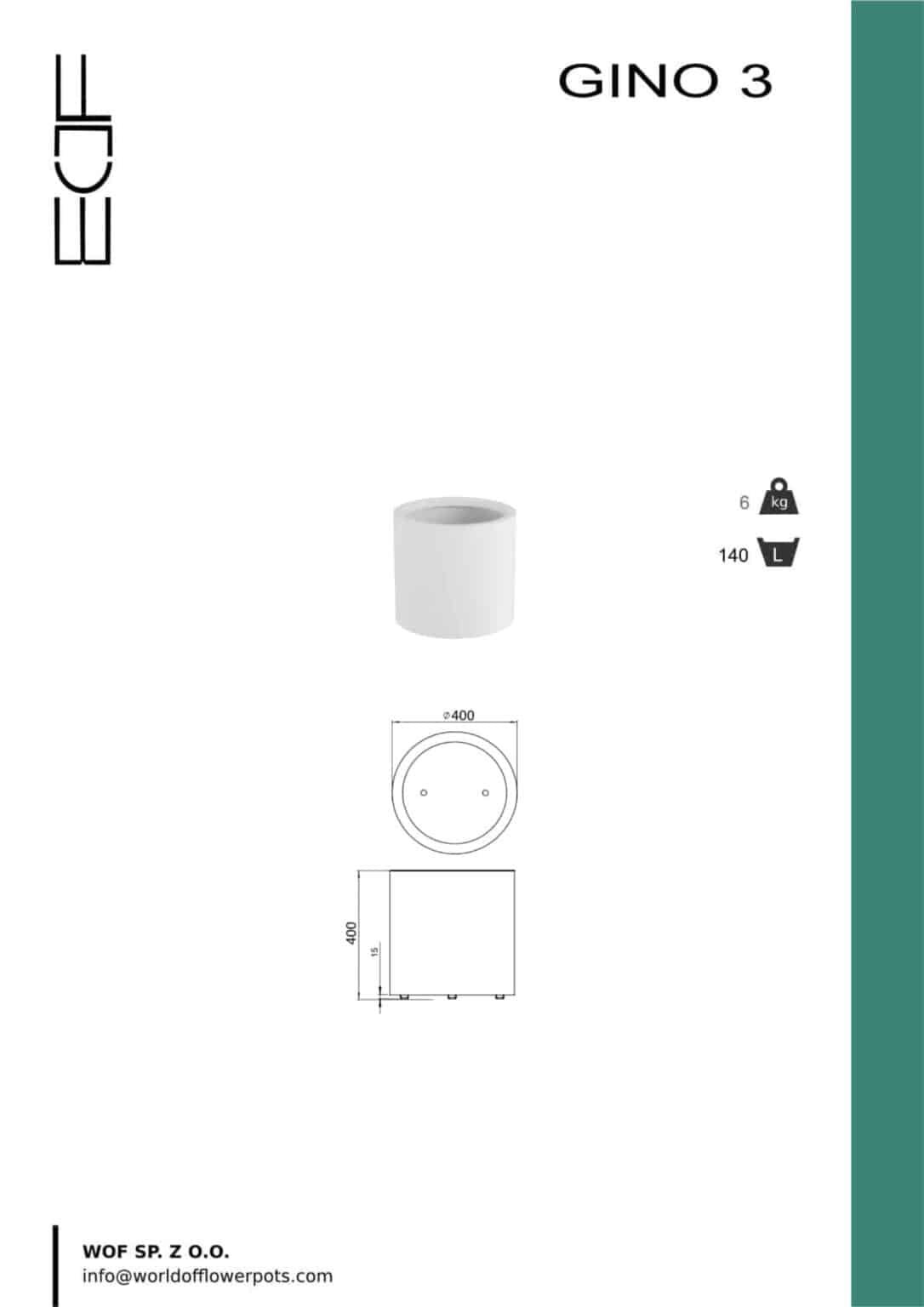 Weiße Pflanzkübel Gino 3-tech-info