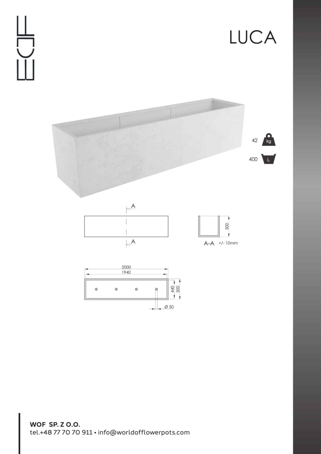 Weiße Pflanzkübel Luca-tech-info