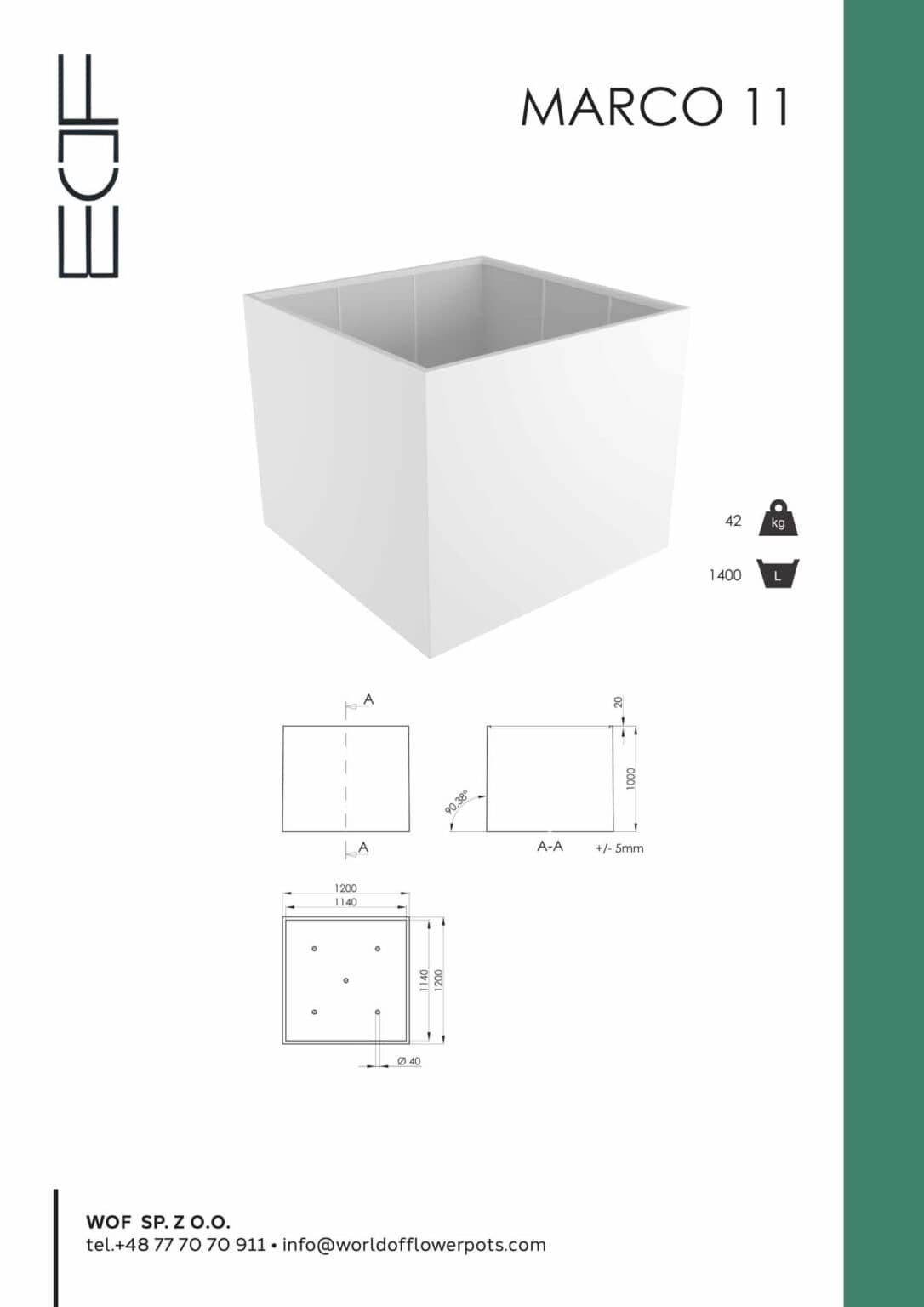 Weiße Pflanzkübel Marco 11-tech-info