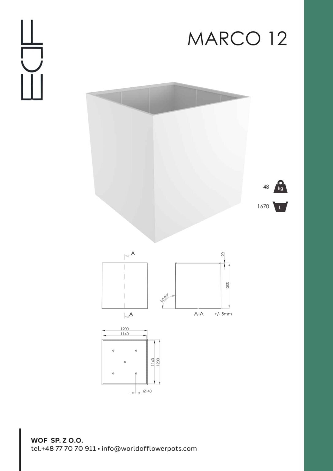 Weiße Pflanzkübel Marco 12-tech-info
