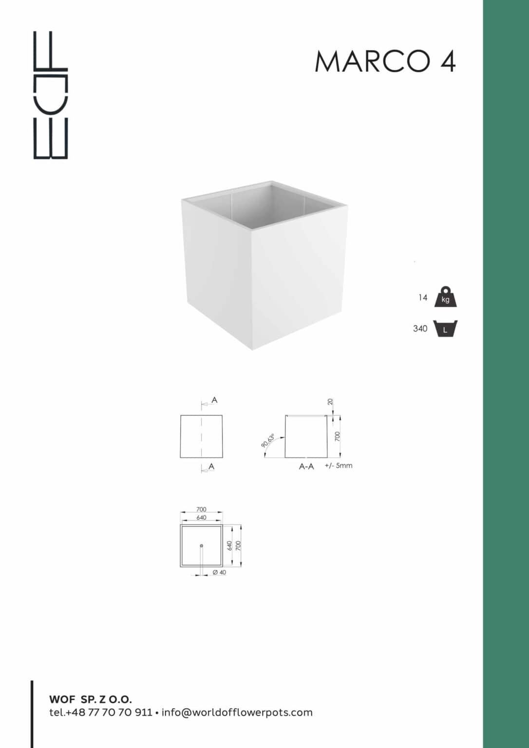 Weiße Pflanzkübel Marco 4-tech-info