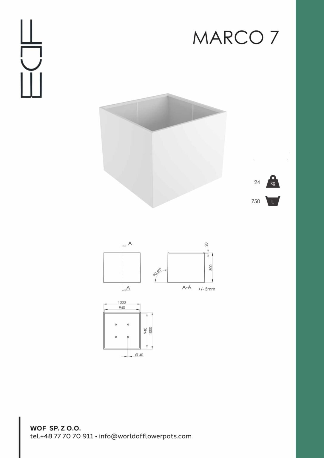 Weiße Pflanzkübel Marco 7-tech-info