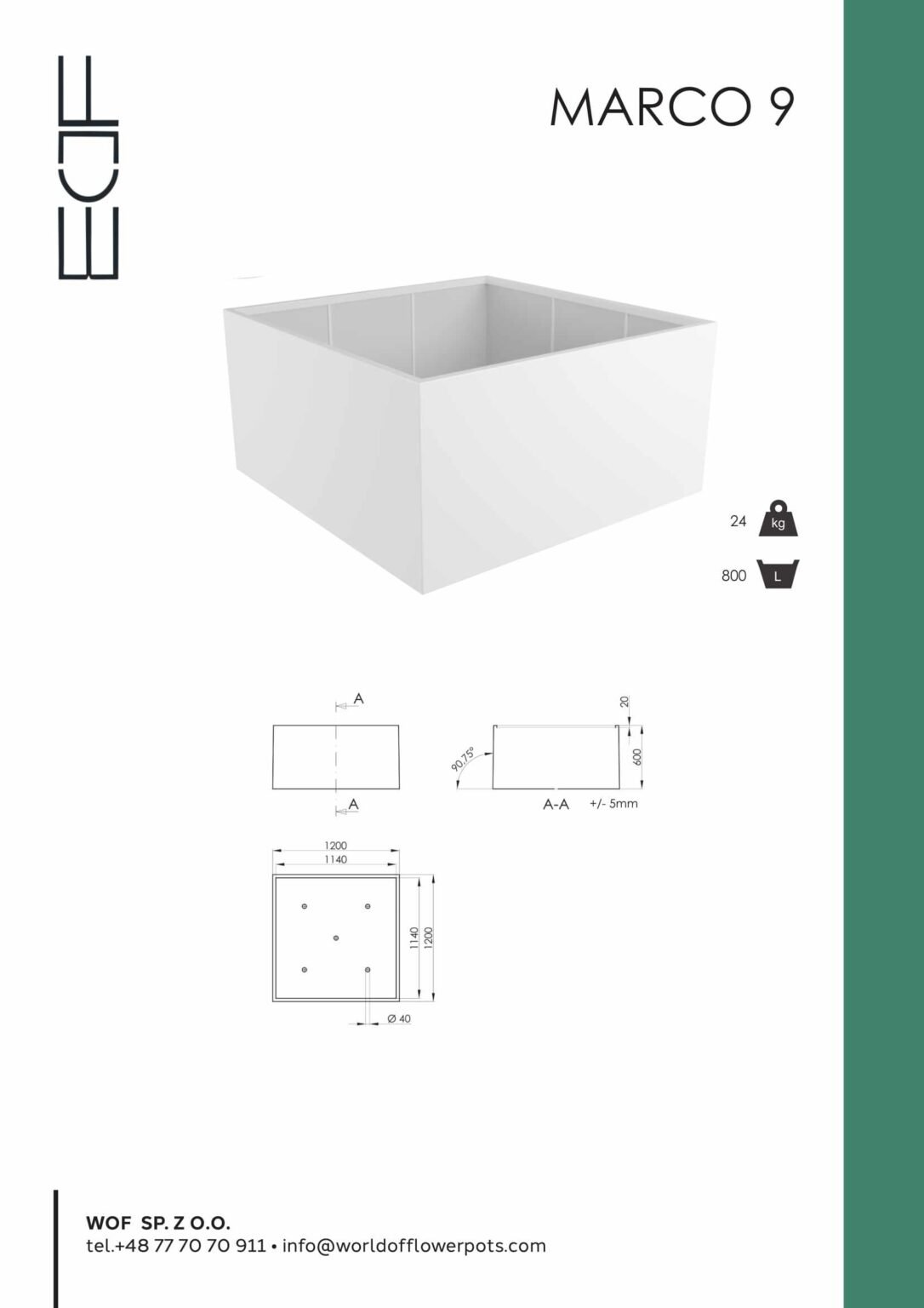Weiße Pflanzkübel Marco 9-tech-info