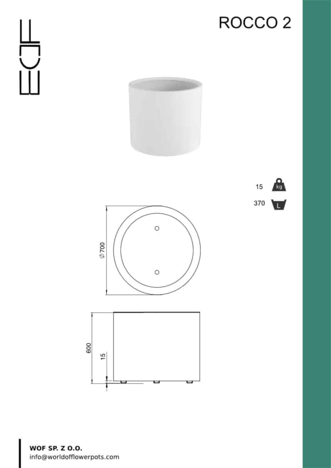 Weiße Pflanzkübel Rocco 2-tech-info