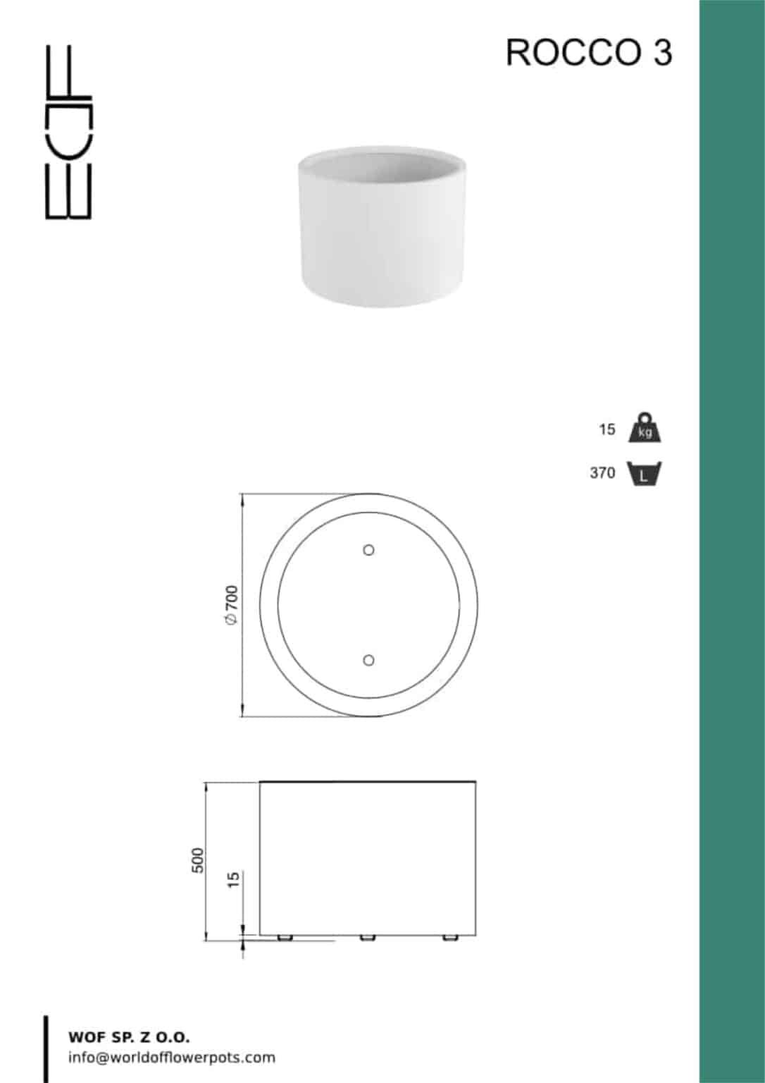 Weiße Pflanzkübel Rocco 3-tech-info