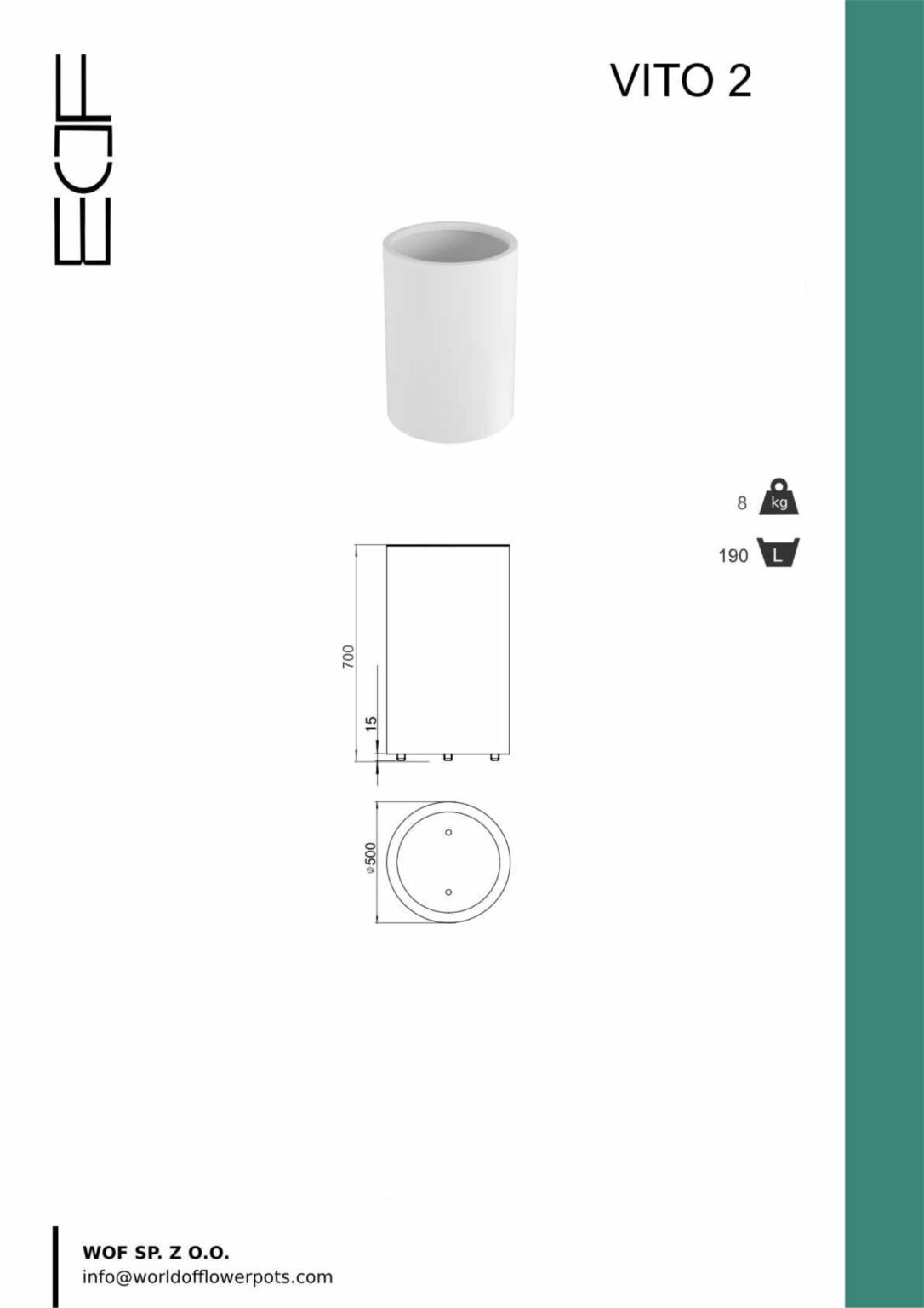 Weiße Pflanzkübel Vito 2-tech-info