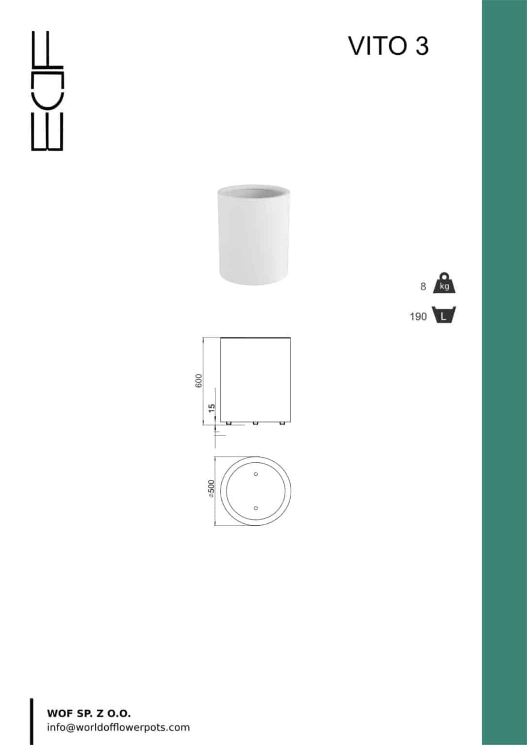 Weiße Pflanzkübel Vito 3-tech-info
