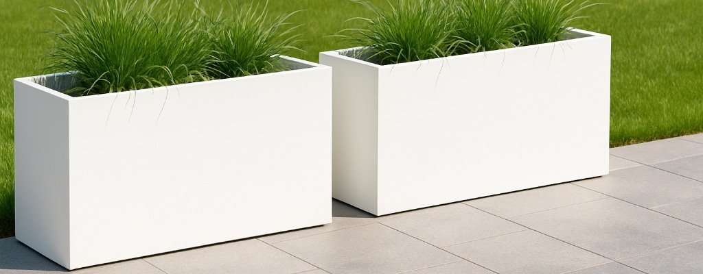 Weiße Pflanzkübel-b