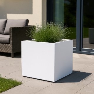 Weiße Pflanzkübel-j