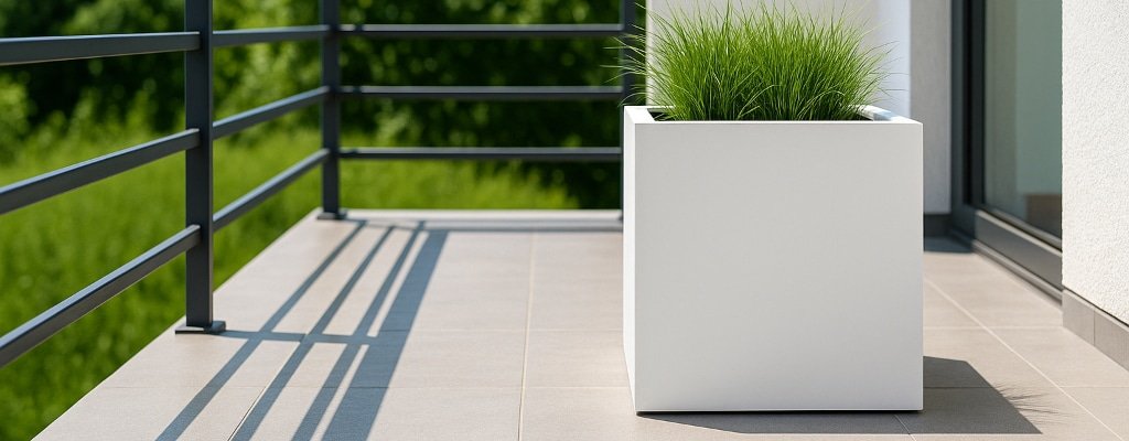 Weiße Pflanzkübel-j