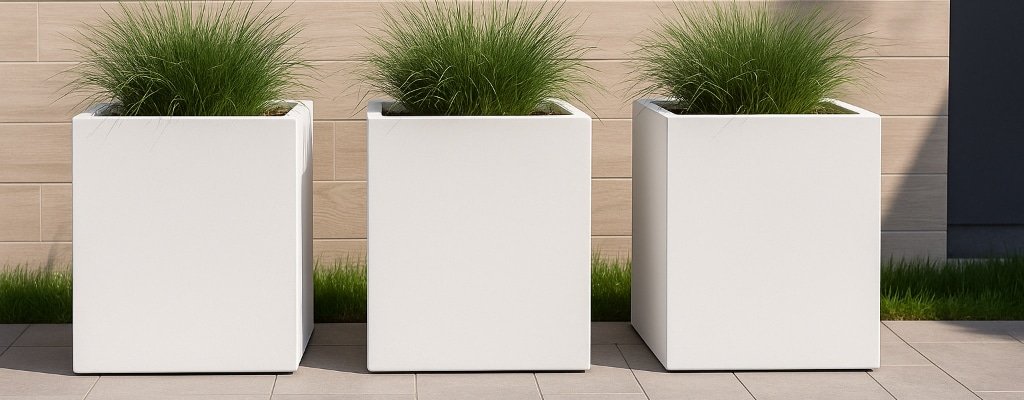 Weiße Pflanzkübel-t