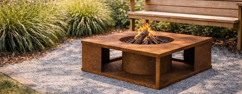 Feuerstelle im modernen Garten
