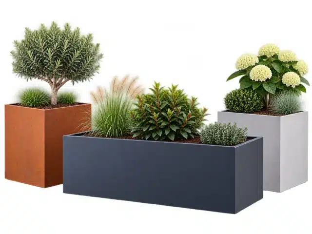 Große Pflanzkübel XXL aus Aluminium, Cortenstahl und Beton